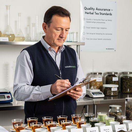 Pohľad na čajovú kanvicu a šálky, obklopené prírodnými dekoráciami.